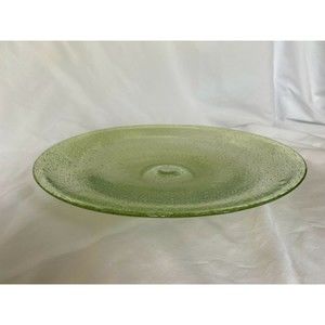 Hand Blown Bubble Glass Light Green Round 12 3/4" Serving Platter
